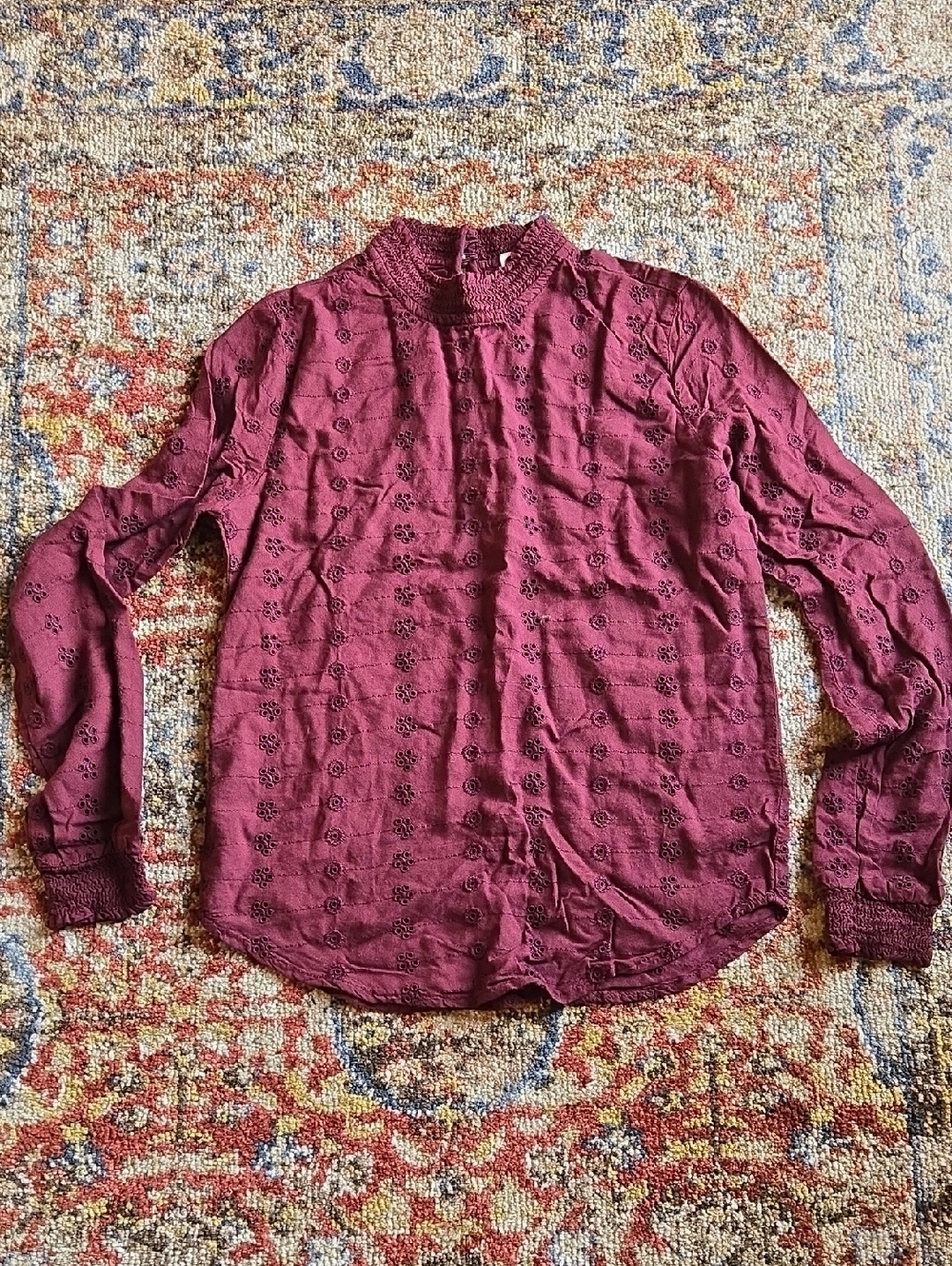 L.O.G.G. Label of Graded Goods brand Burgundy eyelet lace long sleeve top size 2